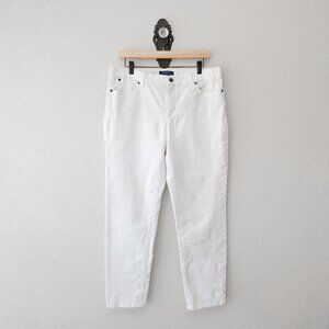 Talbots Simply Flattering White Jeans Womens 12 Straight Crop Ankle Denim